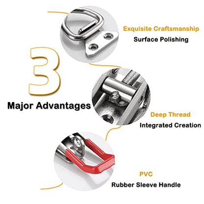 Toggle Latch Clamp 4003 with Lock Hole, 304 Stainless Steel Adjustable Heavy Duty Pull Hasp Latches For Smoker Cabinet Tool Box Case Trunk Door, 1320Lbs Holding Capacity (2 Pack) - size: 4003