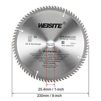 uxcell 9" Circular Saw Blade, 80T 3/4" Arbor, Wood Tungsten Carbide Tipped (TCT) Slitting Saw