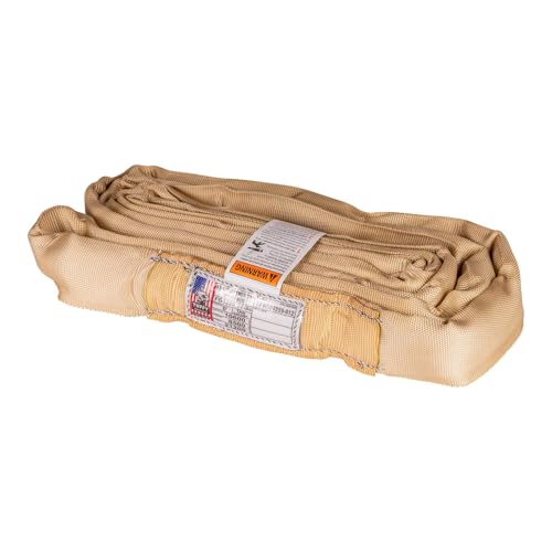 Flexi-Grip Tan 4 ft Endless Round Sling, 10,600 lb. Vertical Capacity, Heavy Duty Lifting Sling, USA Made - color: 04 Tan - Vertical Capacity 10,600 lbs, size: 4FT