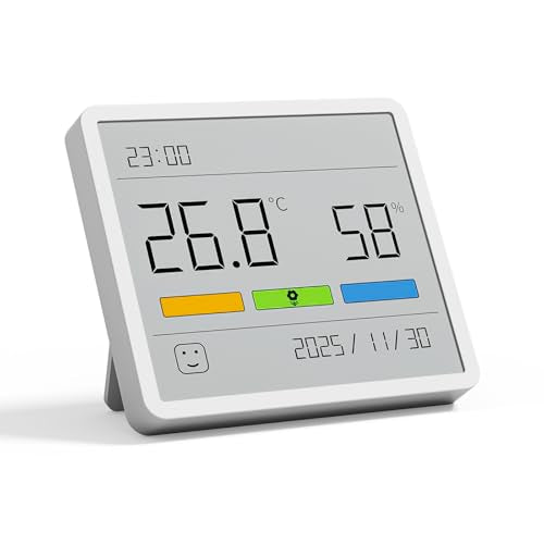 ATuMan TH1 Digital Hygrometer Thermometer, Indoor Temperature Humidity Gauge with 3.67" Large LCD Screen, High Accuracy, Stickable/Standable, Long Battery Life for Home, Baby Room, Office & Greenhouse - style: TH1