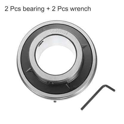 uxcell 2pcs UC208-24 Pillow Block Bearings 1-1/2" Bore Bearing Units Chrome Steel (GCR15) Flange Mounted Bearing Housing with Wrench - size: UC208-24 (ID 1 1/2")