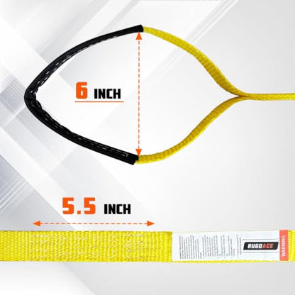 Polyester Lift Sling Web Straps 1 in x 8 ft 4000 lbs WLL 6-Pack, RUGOACE - color: 6pk yellow