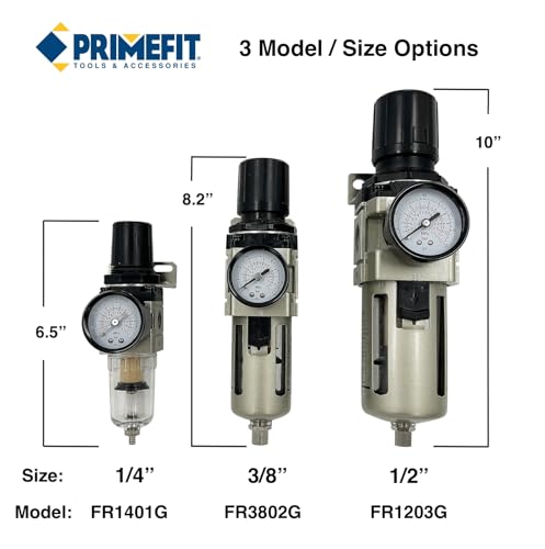 Primefit FR1203G 1/2-Inch Air Filter Regulator Combo with Gauge