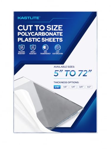KASTLITE Clear Polycarbonate Sheet - 1/16" Thick - 6" x 6" Cut to Size - size: 6" x 6", style: 1/16"