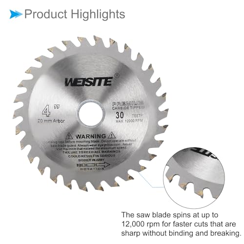 Circular Saw Blade, 4" Outer Dia 30 Teeth 5/8" Arbor, Wood Tungsten Carbide Tipped () Slitting Saw - (Applications: for Wood Cutting) - size: 105mm x 30T