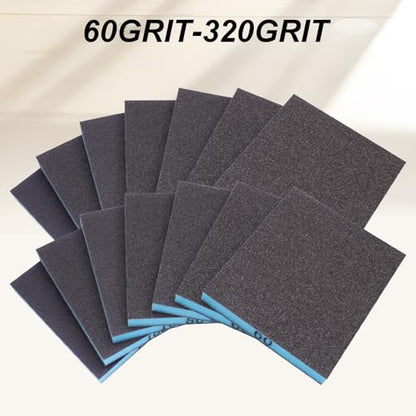 16Pcs 4.7"x3.9" Sanding Sponge Washable Sanding Blocks - size: 60#-320#