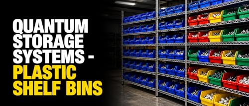 Quantum Storage QSB808 Store-Max Heavy-Duty Nesting Plastic Shelf Bins for Pharmacy, Hospital & Warehouse, Hanging Lip & 7 Divider Slots, 18" x 9" x 8", Yellow, 10-Pack