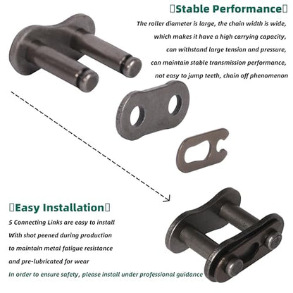 #08B Roller Chain 20 Feet 428 Carbon Steel Chains with 5 Connecting