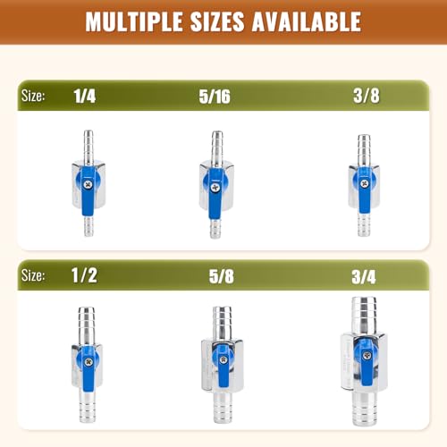 2 Pack 1/4" Hose ID Barb Mini Ball Valve, 304 Stainless Steel Small Shut Off Valve with Clamps Kit for Water Oil Gas (1/4 Inch) - size: 1/4 Inch