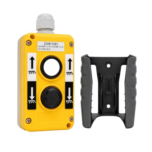 Waterproof Industrial 2 Button Electric Hoist Crane Pushbutton Switches with Box Holder COB Industrial Up Down Driving Push Button Switch Control
