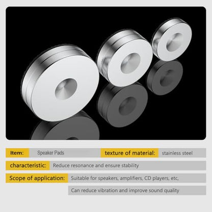 HiFi Speaker Stand Feet Pads, 25x10mm, Stainless Steel Speaker Isolation Feet for DVD/Amplifier/Turntables/Subwoofer - size: 25x10mm