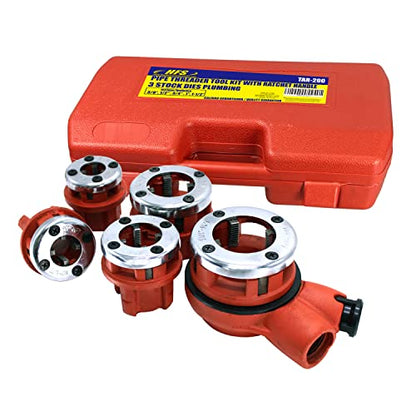 HFS(R 5-Die NPT Ratchet Pipe Threader Kit, 3/8, 1/2, 3/4, 1 and 1-1/4 Inch - size: with 5 Dies