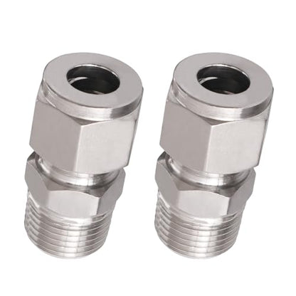 3/8 Compression Fitting, Stainless Steel 304 Tube Fittings,2 Pcs - size: NPT 3/8-3/8" O.D. 2 pcs