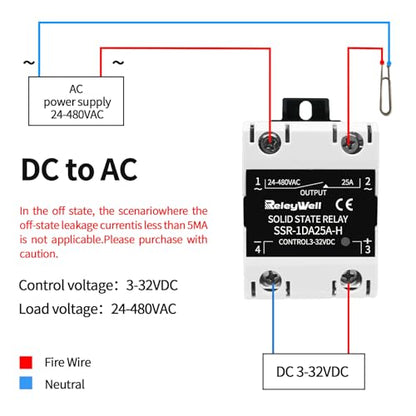 Solid State Relay 25A, DIN Rail SSR, ReleyWell - style: 25DA