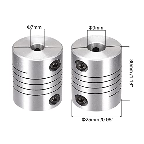 uxcell Motor Shaft 7mm to 9mm Helical Beam Coupler Coupling 25mm Dia 30mm Length - size: 7mm to 9mm
