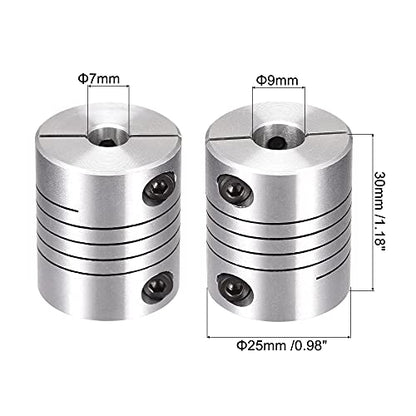 uxcell Motor Shaft 7mm to 9mm Helical Beam Coupler Coupling 25mm Dia 30mm Length - size: 7mm to 9mm