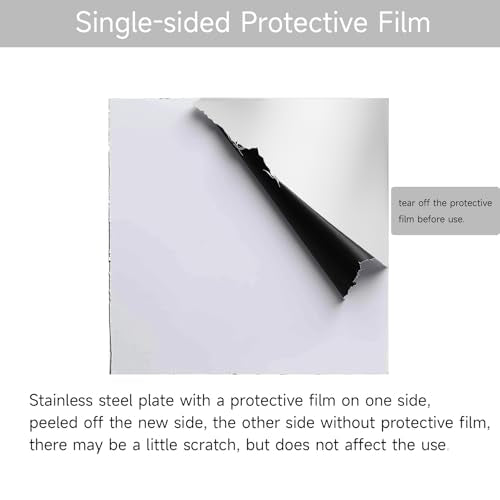 304 Stainless Steel Sheet - 12" X 12" X 1/8" Thin Stainless Steel Plate 1/8 Inch Thickness with Protective Film Metal Sheets Shim Stock Sheets for Kitchen DIY Crafting etc. (305 x 305 x 3 mm) - size: 12X12X1/8inch