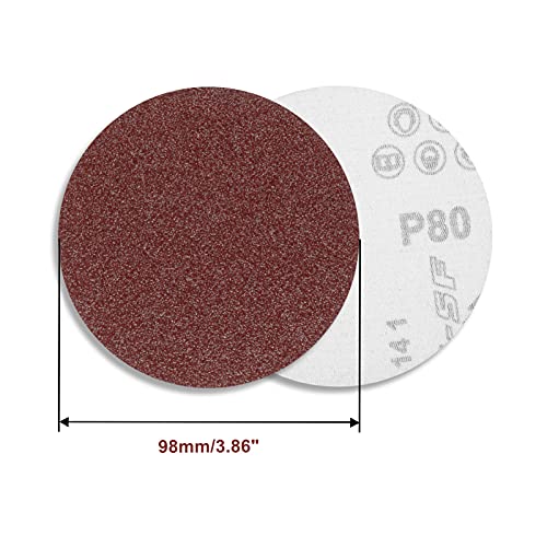 SPEEDWOX 50pcs Sanding Discs 4 Inches Sandpaper 80 Grit Hook and Loop Sanding Discs for Drill Grinder Rotary Tools No Hole - size: 80 Grit