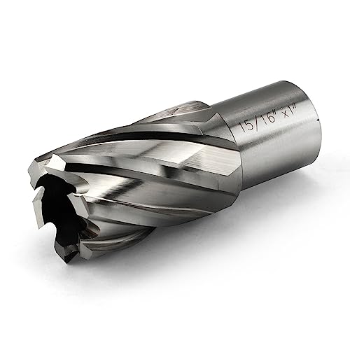 Annular Cutter JESTUOUS 15/16 Inch Cut Dia 3/4 Weldon Shank 1 Cut Depth