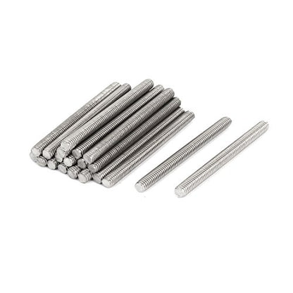 uxcell M4 x 45mm 304 Stainless Steel Fully Threaded Rod Bar Studs Silver Tone 20 Pcs - size: M4 x 45mm