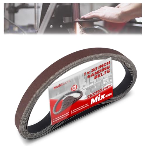 1 x 30 Inch 25 x 762 mm Sanding Belts Set - 15-Pack with 80/120/150/240/400 Grits, Aluminum Oxide Abrasive Belts for Woodworking - size: 1 x 30(15pcs)