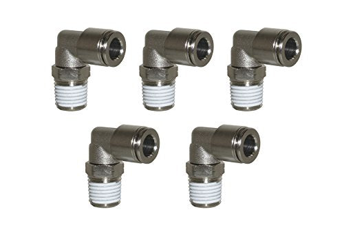PneumaticPlus PN15 Series Push to Connect Tube Fitting, Male Elbow (5/32" Tube X 1/8" NPT) - Pack of 5 - size: 5/32" Tube X 1/8" NPT