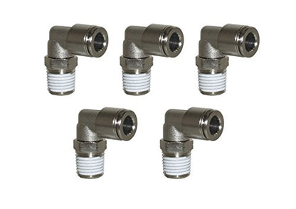 PneumaticPlus PN15 Series Push to Connect Tube Fitting, Male Elbow (3/8" Tube X 1/4" NPT) Pack of 5 - size: 3/8" Tube X 1/4" NPT