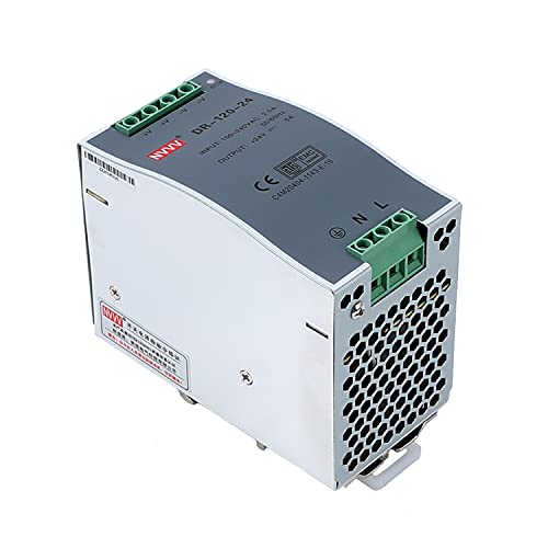 Dr-120-24 Ac to Dc Din-Rail Power Supply, 24v, 5 Amp, 120w, Operating Temp, Overload Protection, Metal, Silver+Grey - size: 24V 120W