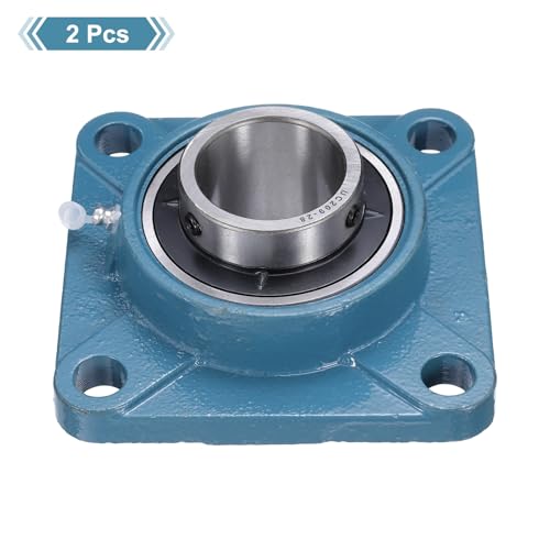 uxcell 2 Pcs UCF-209-28 Pillow Block Bearings 1-3/4 Inch Bore Self Alignment Chrome Steel Bearing Units, 4-Bolt Square Flange Mounted, Solid Base - size: UCF-209-28