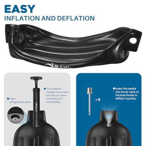 4 Pack 8.5 x 27 Inches Boat Fenders Bumpers for Docking - color: Obsidian Black