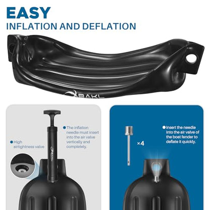 4 Pack 8.5 x 27 Inches Boat Fenders Bumpers for Docking - color: Obsidian Black
