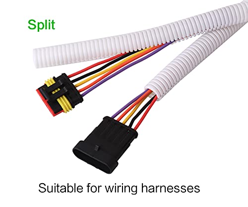 Alex Tech 10ft - 1/2 inch Split Wire Loom Tubing - White - color: White, size: 1/2"-10ft