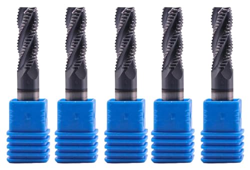 5Pcs 3/8" 4 Flute Solid Carbide Roughing End Mills - ALCrSiN Nano Coated