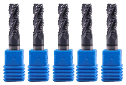 5Pcs 3/8" 4 Flute Solid Carbide Roughing End Mills - ALCrSiN Nano Coated