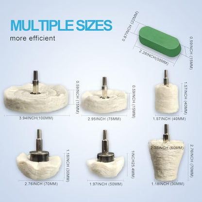Neeki 10pcs Buffing Wheels for Dill with 3 Polishing Compounds Bar