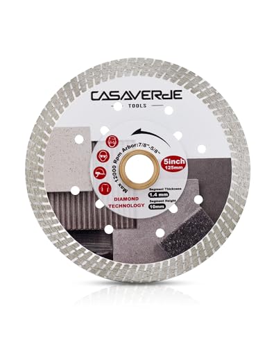 Casaverde Diamond Blade 5" Super Thin Porcelain Saw Blade for Hard Tile,Ceramic,Marble,Granite,Porcelain - size: 5 inch