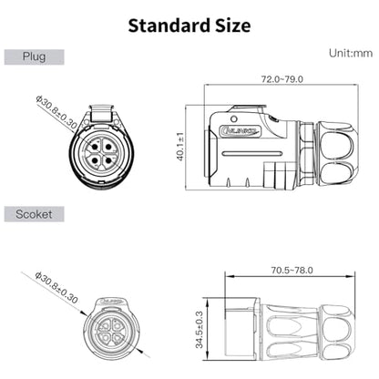 CNLINKO LP-24 4 Pin Circular Connector IP68 Waterproof Mating Plug Set - size: 4-Pin