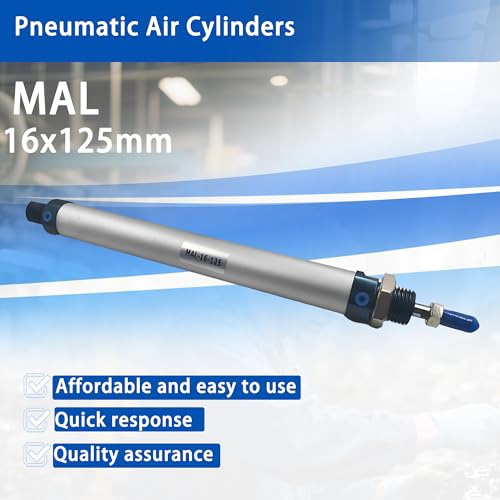 CG WEITENG Pneumatic Mini Pneumatic Cylinder MAL Single Rod Aluminum Double Acting Pneumatic Cylinder 16mm Bore 125mm Stroke(MAL16x125) - color: MAL-16 mm, size: 125 mm