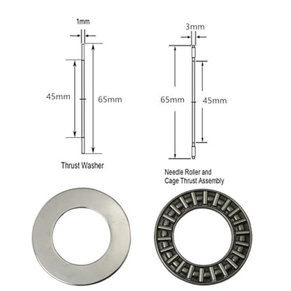 2 Sets AXK4565 Thrust Needle Roller Bearings with Washers (2 x Bearings + 4 x Washers) - size: AXK4565