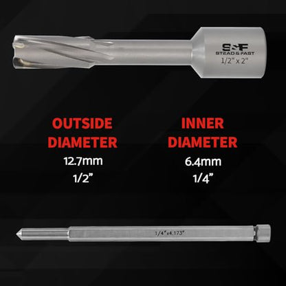 S&F STEAD & FAST Carbide Tipped Annular Cutter, Diameter 1/2”, DOC 2” - size: 1/2 x 2''