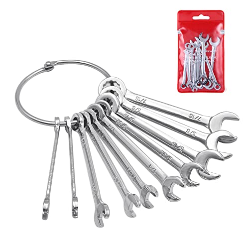 Mini Wrench Set Open End Wrench Ignition Wrench Sets With Chain Ring British Type Wrenches (10pcs) - size: Red is British Type