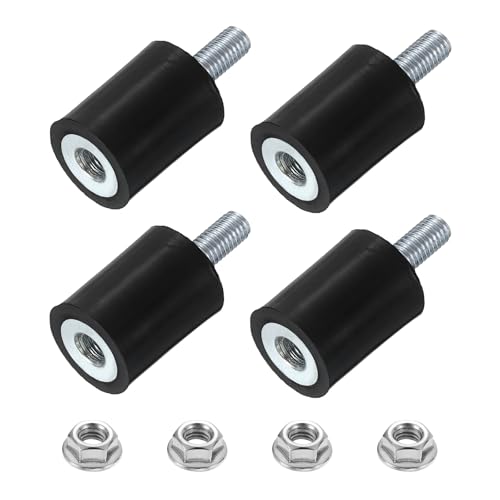 uxcell M5 Rubber Mounts, 4Pcs 15x20mm(DxH) Rubber Cylindrical Anti Vibration Isolator Shock Absorber with Lock Nut for Car Bobbin Generator Air Compressors - size: M5x15mm, 15x20mm Rubber