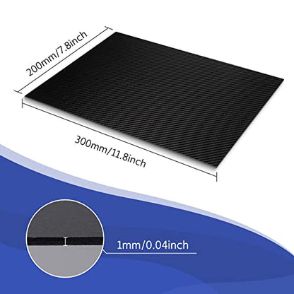 Carbon Fiber Sheets 200X300X1MM - FAKILO 100% 3K Twill Matte Carbon Fiber Plate for Handmade DIY Wallet Model Part Repair Panel - size: 200X300X1MM, style: Twill