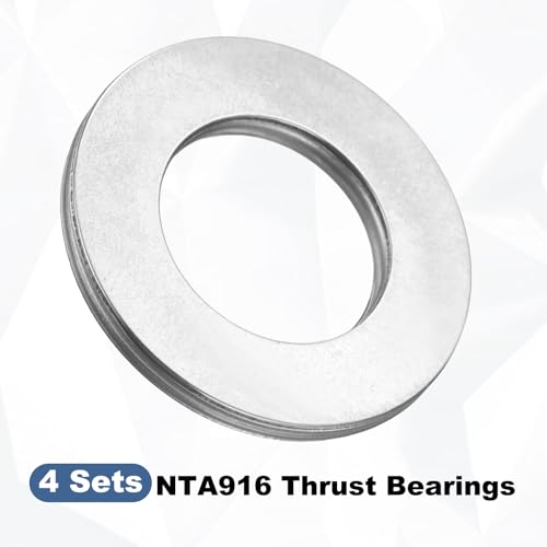uxcell 4 Sets NTA916 Thrust Needle Roller Bearings with Washers, ID 9/16" - size: NTA916+2TWA, 9/16"x1"x1/8"