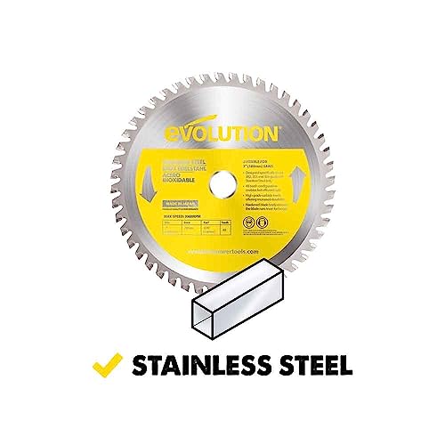 Evolution Power Tools 185BLADESS Stainless Steel Cutting Saw Blade, 7-1/4-Inch x 48-Tooth , Yellow - size: 7-1/4 Inch, style: Stainless Steel