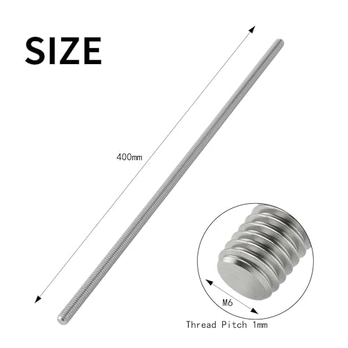 4Pcs Stainless Steel Fully Threaded Rods M6x400mm Right Threads with Nuts - size: M6x400mm