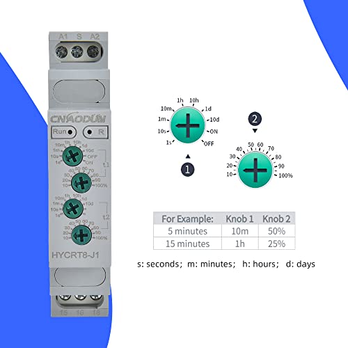 CNAODUN Asymmetric Cycle Time Relay HYCRT8-J1 0.1s-10days AC/DC 24-240V Cycle Time Delay Relay DIN Rail Mount Type - size: HYCRT8-J1,Cycle Delay
