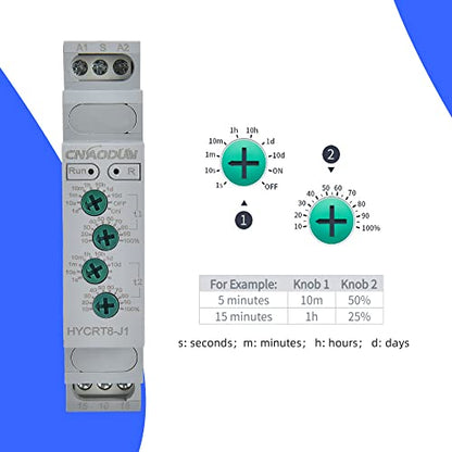 CNAODUN Asymmetric Cycle Time Relay HYCRT8-J1 0.1s-10days AC/DC 24-240V Cycle Time Delay Relay DIN Rail Mount Type - size: HYCRT8-J1,Cycle Delay