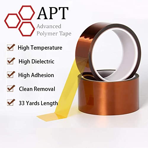 APT, 1 mil Thick Polyimide Adhesive Tape, HighTemperature and Heat Tape, for Masking, Soldering, Electrical, 3D Printer Application. (4" x 36 yds) - size: 4"x 36 yds