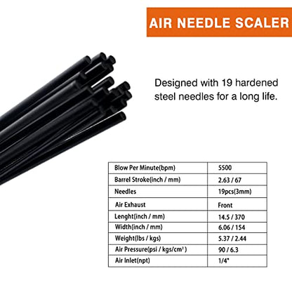 Pistol Grip Needle Scaler WP WORKPAD 19 needles air needle scaler 5000bpm,exhaust front suitable for rust removal